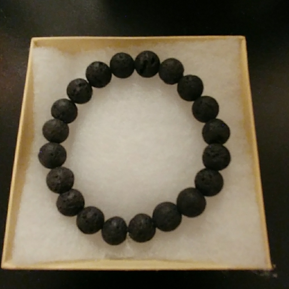 Midnight Black Lava Rock Stone Bracelet - Picture 2 of 8